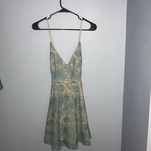 Tan and light blue lace dress